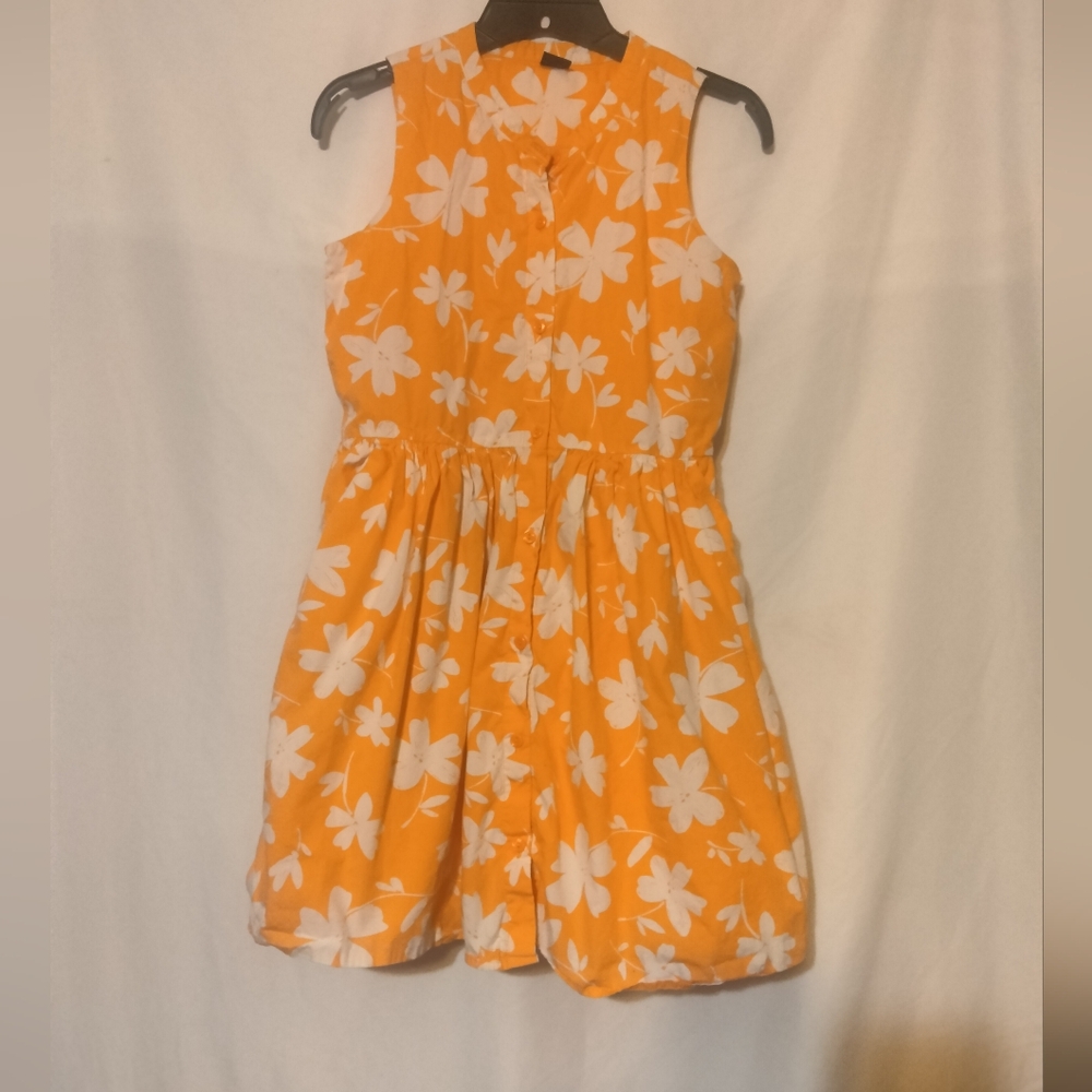 Gap Kids XXL (14-16) button up orange and white floral print dress with pockets!